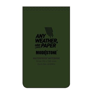 Voděodolný zápisník čtverečkovaný 76 mm x 130 mm Modestone®, 50 listů - zelený